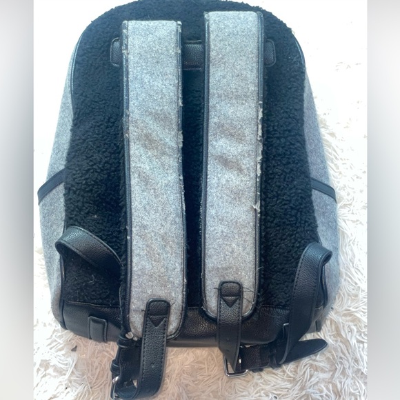 Adam Lippes for Target Shearling Backpack Handbag Bag Grey & Black Plaid Fur - Picture 10 of 16
